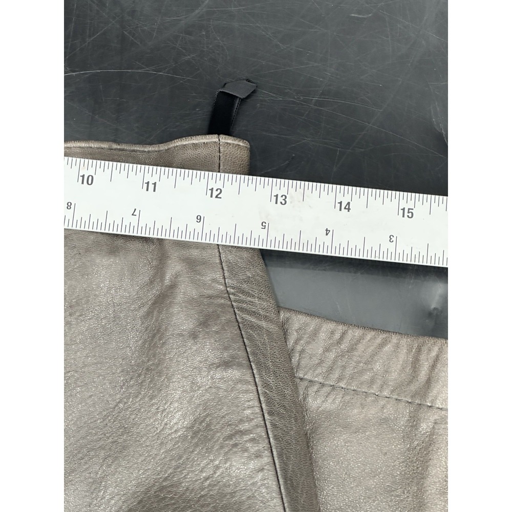 VINTAGE 70s / 80s Maglia Gray LEATHER Midi Skirt, Fully Lined, Sz. 6 - Picture 7 of 11
